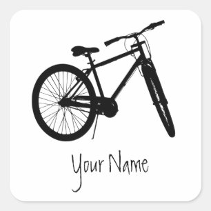 Custom Name Book Plate Bike Cycle Biking Square Sticker