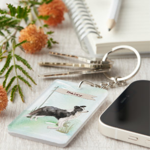 Custom Name Border Collie Pet Dog Keychain
