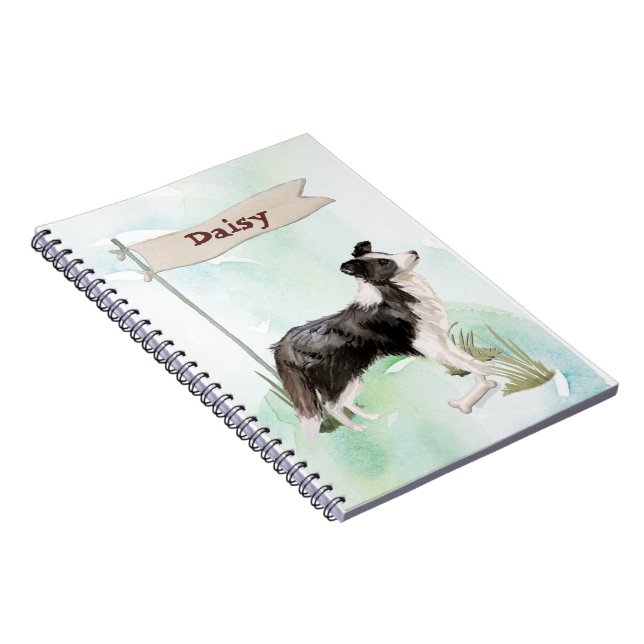 Custom Name Border Collie Pet Dog Notebook (Right Side)