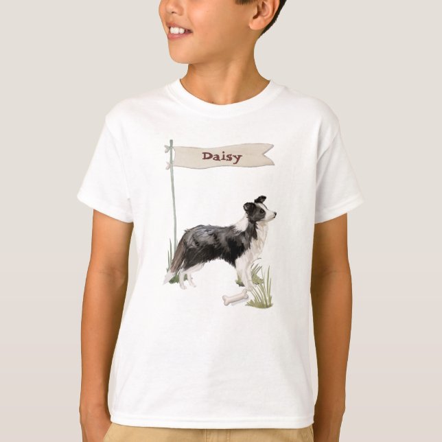 Custom Name Border Collie Pet Dog T-Shirt (Front)