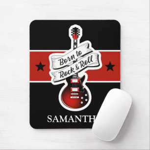 Custom Name Born to Rock & Roll Guitar Musician Mouse Pad