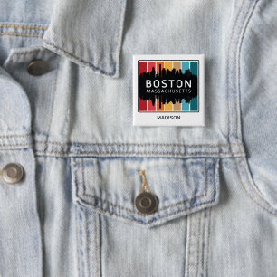 Custom Name Boston Massachusetts 2 Inch Square Button