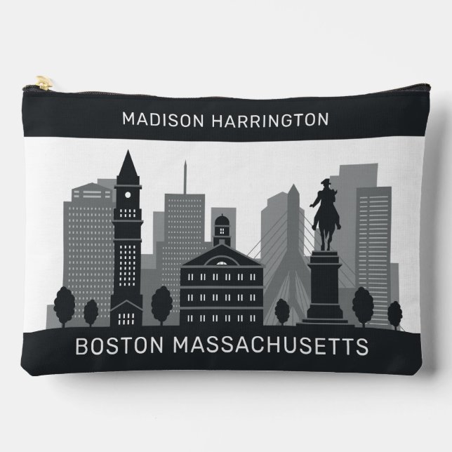 Custom Name Boston Massachusetts Accessory Pouch (Front)