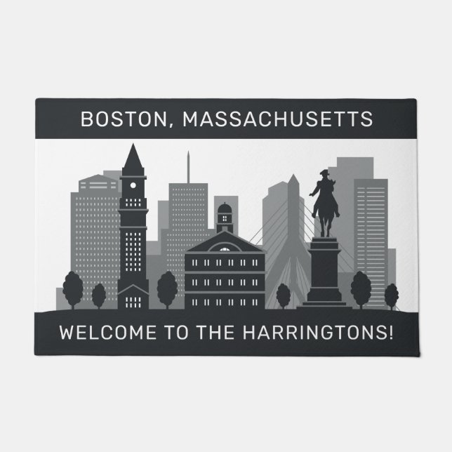 Custom Name Boston Massachusetts Doormat (Front)