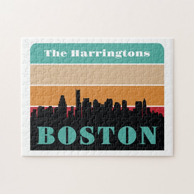 Custom Name Boston Massachusetts Jigsaw Puzzle (Horizontal)