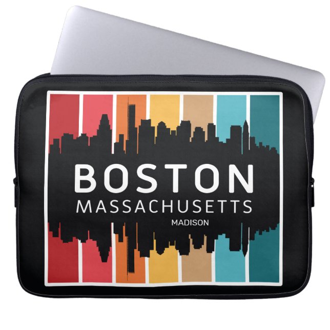 Custom Name Boston Massachusetts Laptop Sleeve (Front)