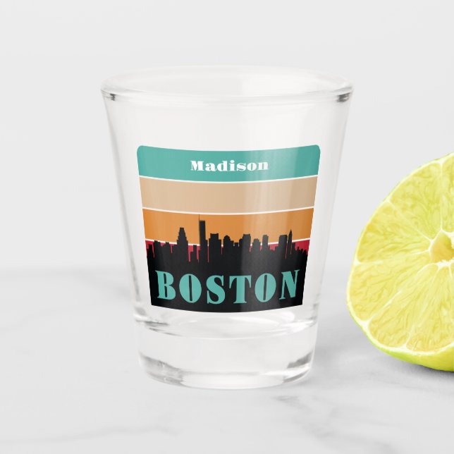 Custom Name Boston Massachusetts Shot Glass (Front)