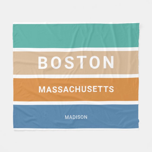 Custom Name Boston Massachusetts / YOUR TEXT Fleece Blanket (Front (Horizontal))