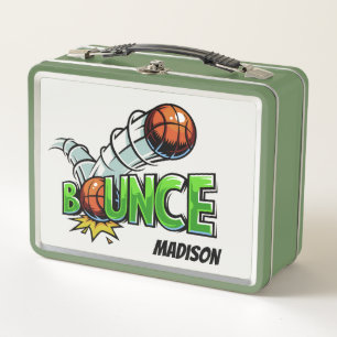 Custom name BOUNCE Basketball Metal Lunch Box