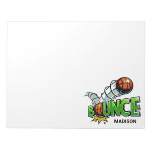 Custom name “Bounce” Basketball notepads