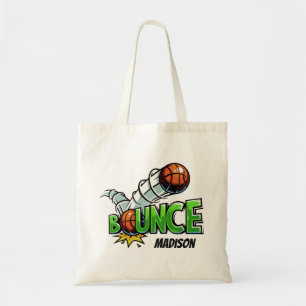 Custom name BOUNCE Basketball tote bags