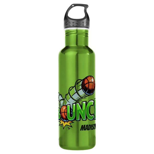 Custom name BOUNCE Basketball water bottles (Front)