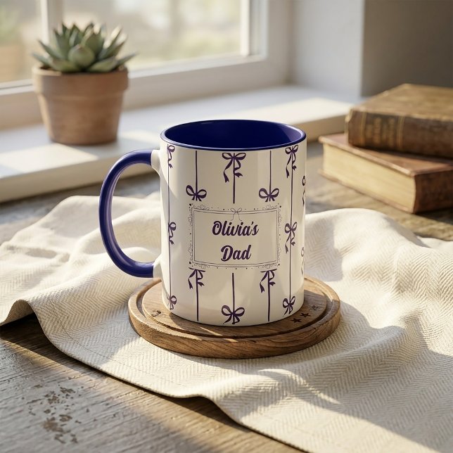 Custom Name Bow Stripe Mug Gift for Dad (Creator Uploaded)