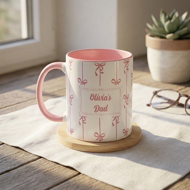 Custom Name Bow Stripe Mug Gift for Dad (Creator Uploaded)