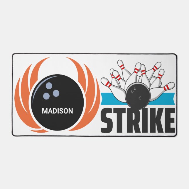 Custom Name Bowling Strike Desk Mat (Front)
