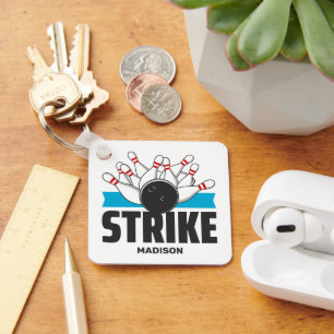Custom Name Bowling Strike Keychain