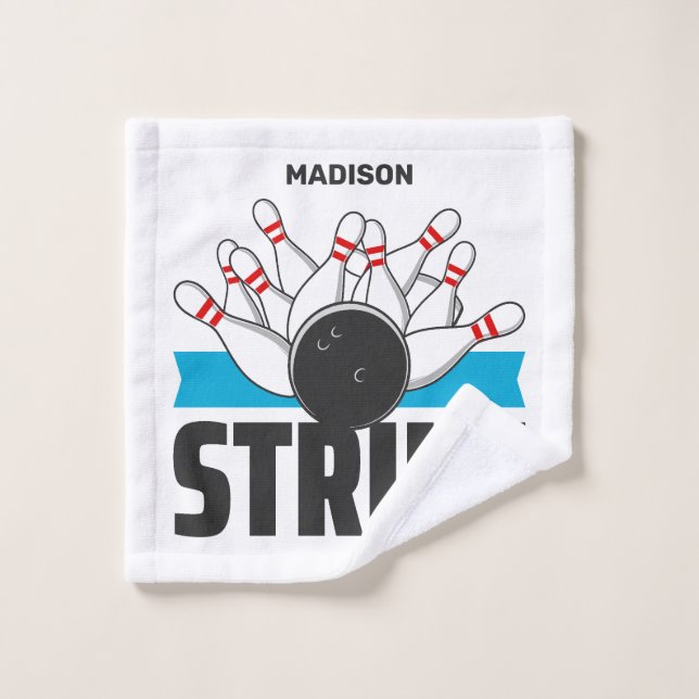 Custom Name Bowling Strike Wash Cloth (Wash Cloth)