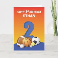 Custom Name Boy 2nd Birthday Sports Balls
