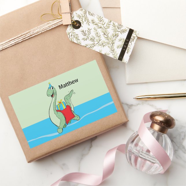 Custom Name, Boy, Birthday Dinosaur Sticker (Gifting)