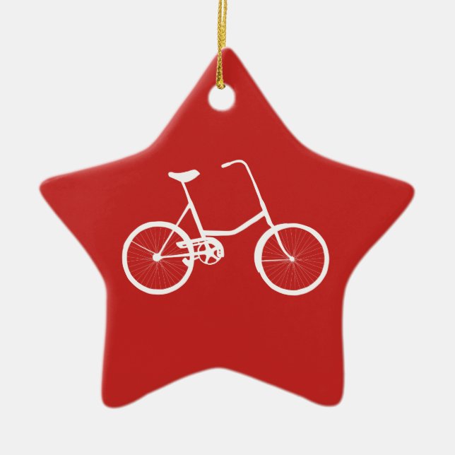 Custom Name Boys Bike Red Star Ceramic Ornament (Front)