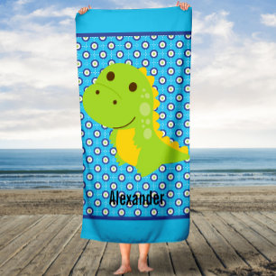 Custom Name Boy's Dinosaur Kid's Bath Towel
