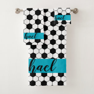 Custom Name Boy's Soccer Towel Set