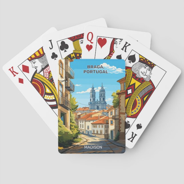 Custom Name Braga Portugal Playing Cards (Back)