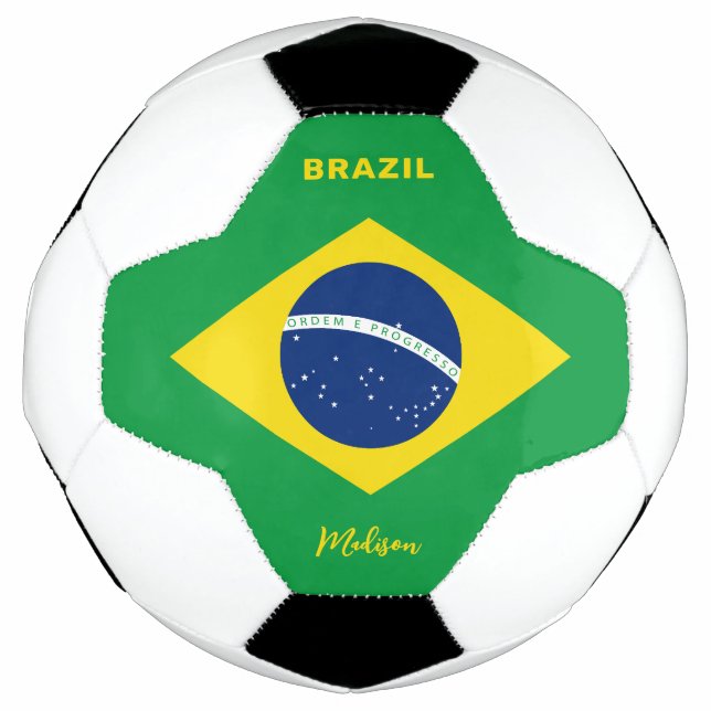 Custom Name Brazil Flag Soccer Ball (Front)
