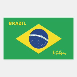 Custom Name Brazil Flag Sticker