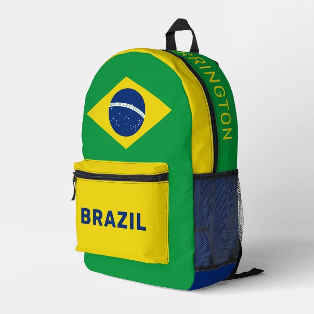 Custom Name Brazil Printed Backpack (Back Corner Right)