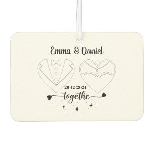 custom name bride and groom modern brush script air freshener