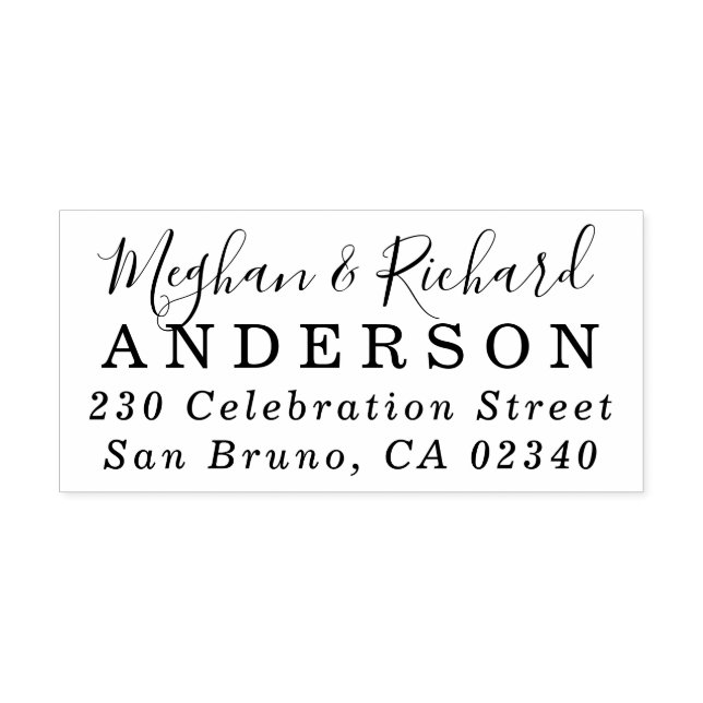 Custom Name Bride & Groom Wedding Return Address Rubber Stamp (Imprint)