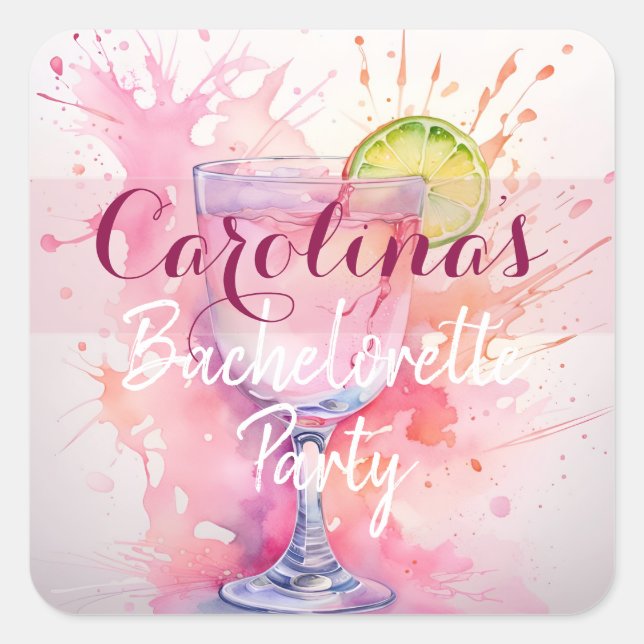 Custom Name Bride Squad/Bachelorette Party Pink  Square Sticker (Front)