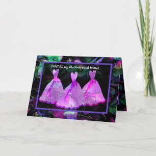 Custom Name BRIDESMAID Card VIOLET PURPLE Gowns