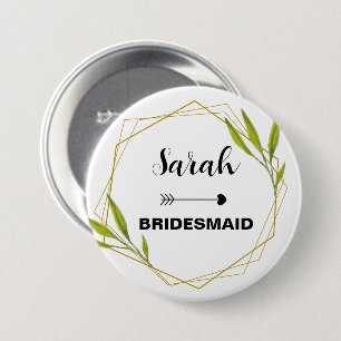 Custom Name Bridesmaid Watercolor Wedding Frame 3 Inch Round Button