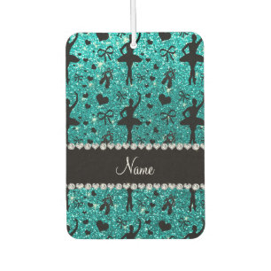 Custom name bright aqua glitter ballerinas air freshener