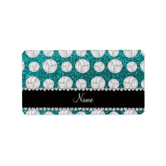 Custom name bright aqua glitter volleyballs