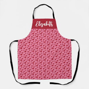 Custom Name Bright Valentine Hearts All Over Print Apron
