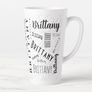 Custom Name Brittany Black White  Latte Mug