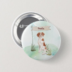 Custom Name Brittany Pet Dog 2 Inch Round Button