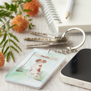 Custom Name Brittany Pet Dog Keychain