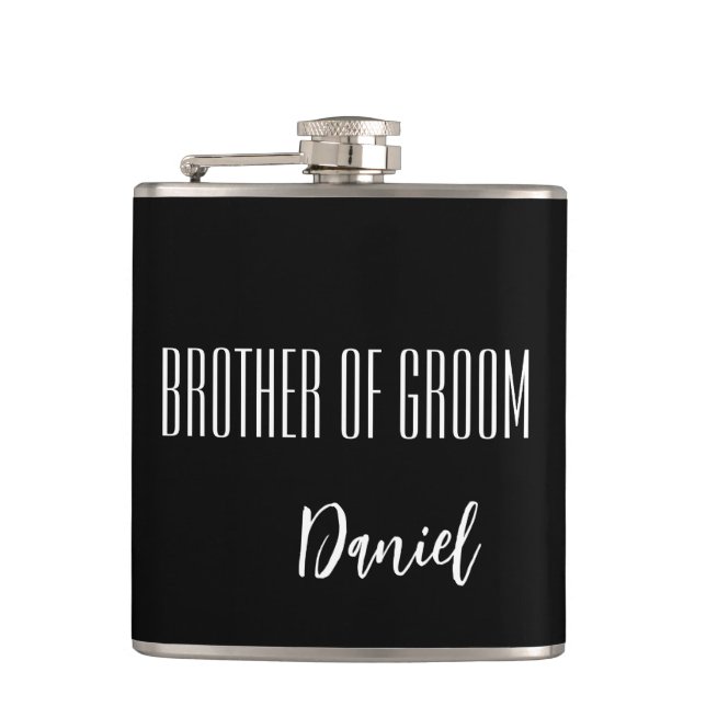 Custom Name Brother Of Groom Flask (Front)