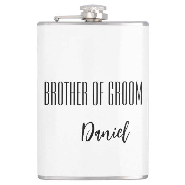 Custom Name Brother Of Groom Flask (Front)
