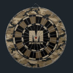 Custom Name Brown Black Camo Dartboard<br><div class="desc">Personalize this brown and black camouflage dartboard with your name and initial. Great gift for a teen boy. Designed for you by Blackberry Boulevard.</div>