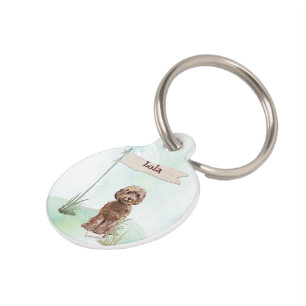 Custom Name Brown Cockapoo Pet Dog Pet Tag