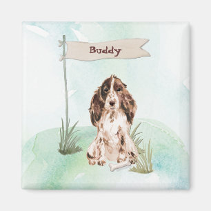 Custom Name Brown Cocker Spaniel Pet Dog Magnet