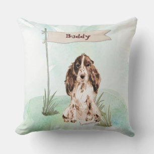 Custom Name Brown Cocker Spaniel Pet Dog Throw Pillow