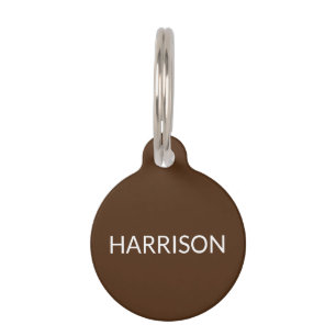 Custom name brown contact Info simple dog cat Pet Tag