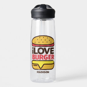 Custom name Burger Lover Water Bottle
