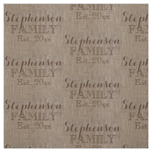 Custom Name Burlap Rustic Print Fabric
